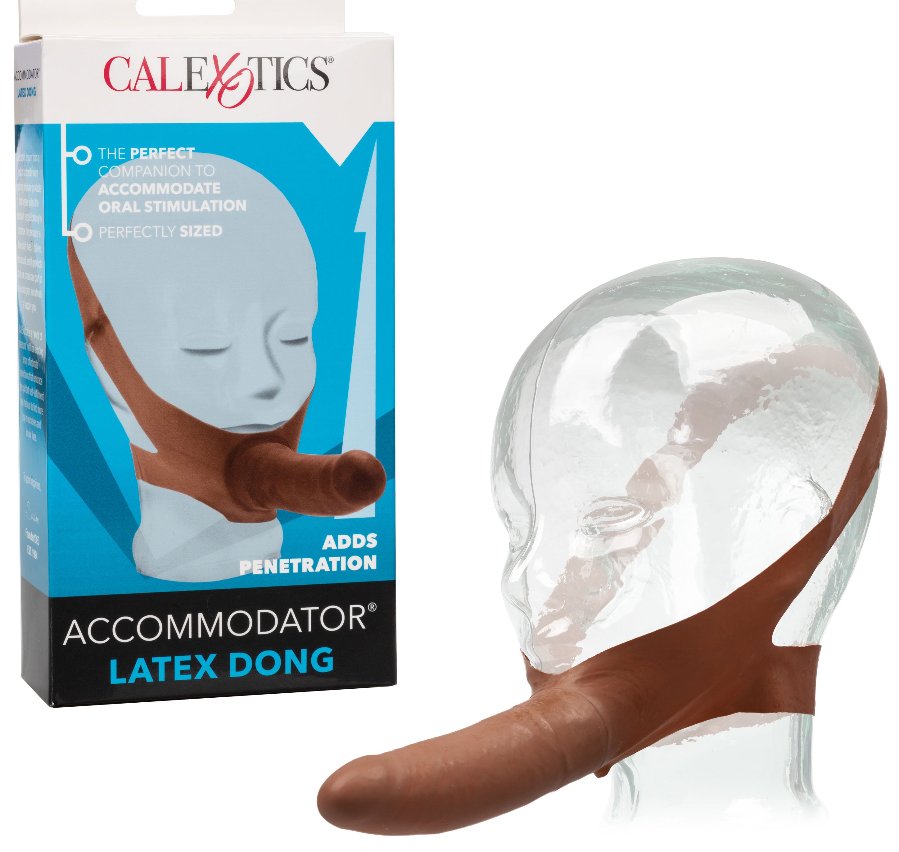 Original Accommodator Latex Dong Brown Adult Erotic Toy STRAP-ONS