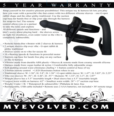Evolved Heavenly Harness USB Rechargeable Strap On Kit Black STRAP-ONS