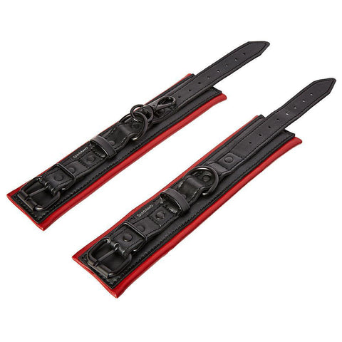 Saffron Vegan Leather Wrist Restraints Red Bondage Cuffs > Bondage Gear > Restraints