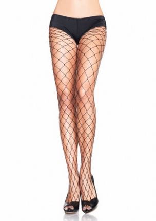 Leg Avenue Isla Fence Net Pantyhose Hosiery One Size Black Black Hosiery