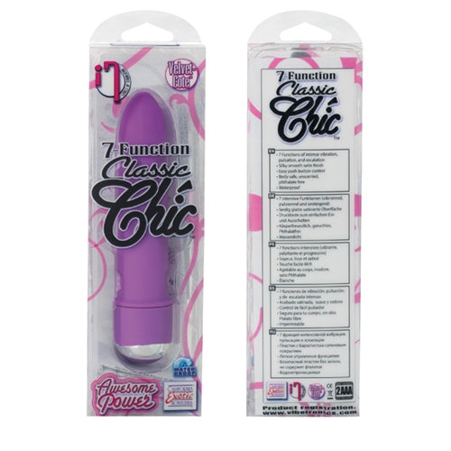 7 Function Classic Chic Purple Mini Vibrator 4.25 Inch with Velvet Soft Coating BULLETS