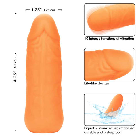 Mini Vibrating Studs 4.25"/10.75cm Liquid Silicone Vibrator Orange BULLETS