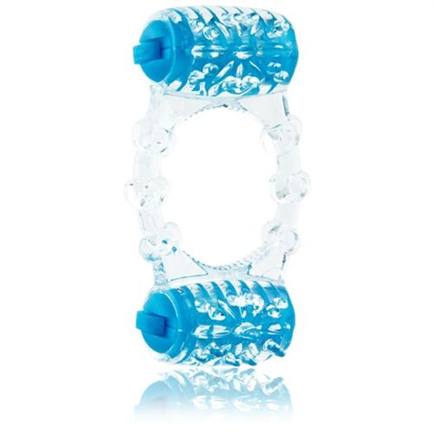 Two-O Blue Dual Vibrating Pleasure Ring for Couples Play Cock Rings Vibrating
