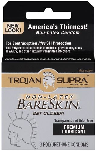 Trojan Supra Bareskin Non-Latex Ultra Thin Condoms 6 Pack Condoms