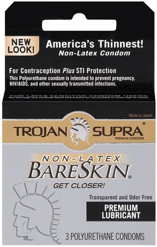 Trojan Supra Bareskin Non-Latex Ultra Thin Condoms 6 Pack Condoms