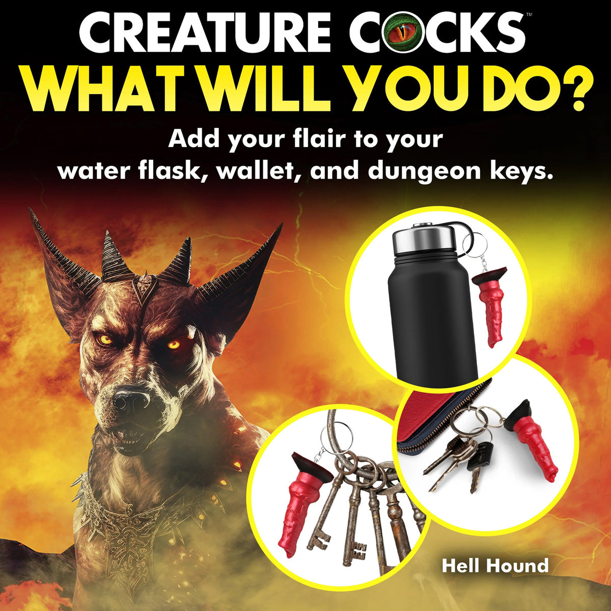 Creature Cocks Hell-Hound Keychain Novelty Fantasy Dildo Keyring > Novelties > Gag Gifts