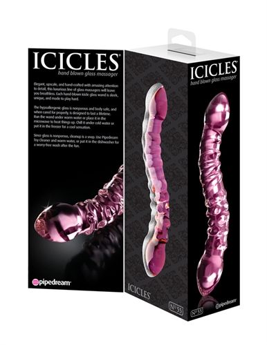 Icicles Double-Sided Glass Massager Pink G-Spot Stimulator DONGS Glass