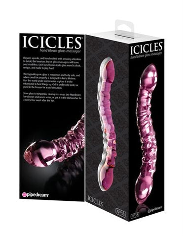 Icicles Double-Sided Glass Massager Pink G-Spot Stimulator DONGS Glass