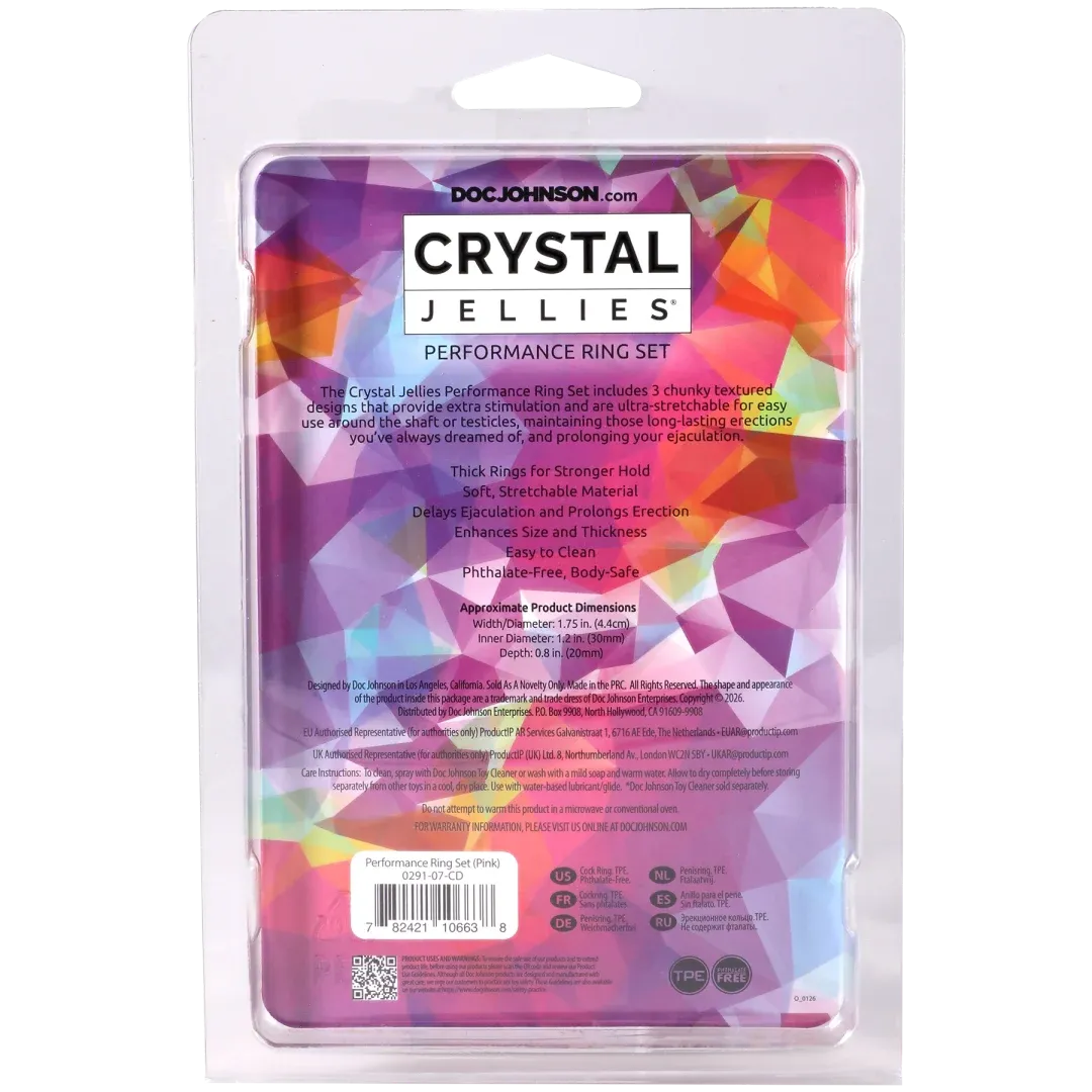 Crystal Jellies Performance Ring Set – Phthalate-Free Stretchable Cock Rings Pink > Cock Ring > Sets