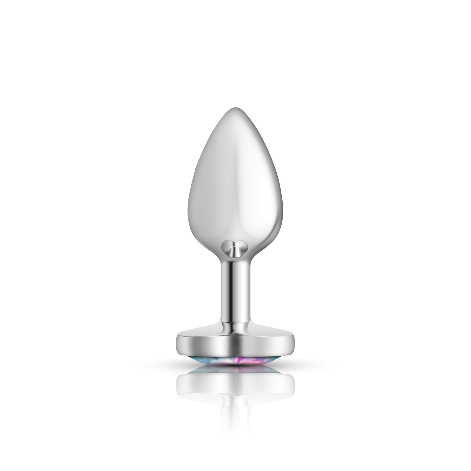 Cheeky Charms Silver Metal Butt Plug with Heart Clear Jewel Small > Anal Range > Jewel Butt Plugs