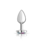 Cheeky Charms Silver Metal Butt Plug with Heart Clear Jewel Small > Anal Range > Jewel Butt Plugs