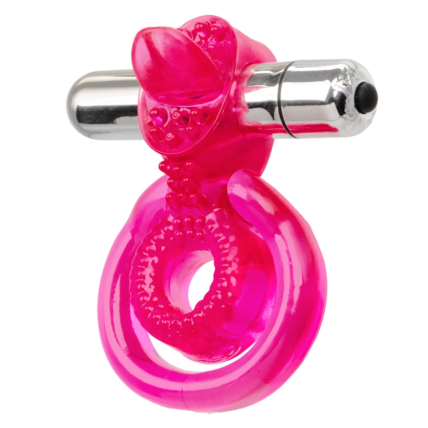 Dual Clit Flicker Vibrating Cockring with Removable Stimulator Pink Cock Rings Vibrating