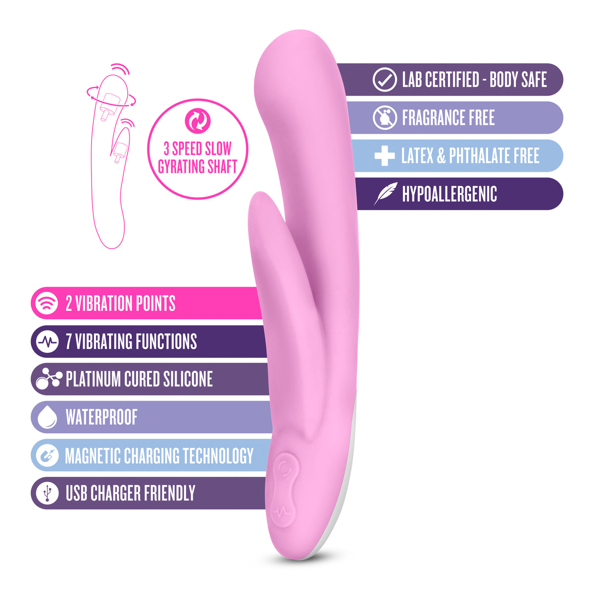 Hop Cottontail 8.25 Inch Rabbit Vibrator with G-Spot and Clitoral Stimulator Pink > Vibrators > Ladies > Rabbit