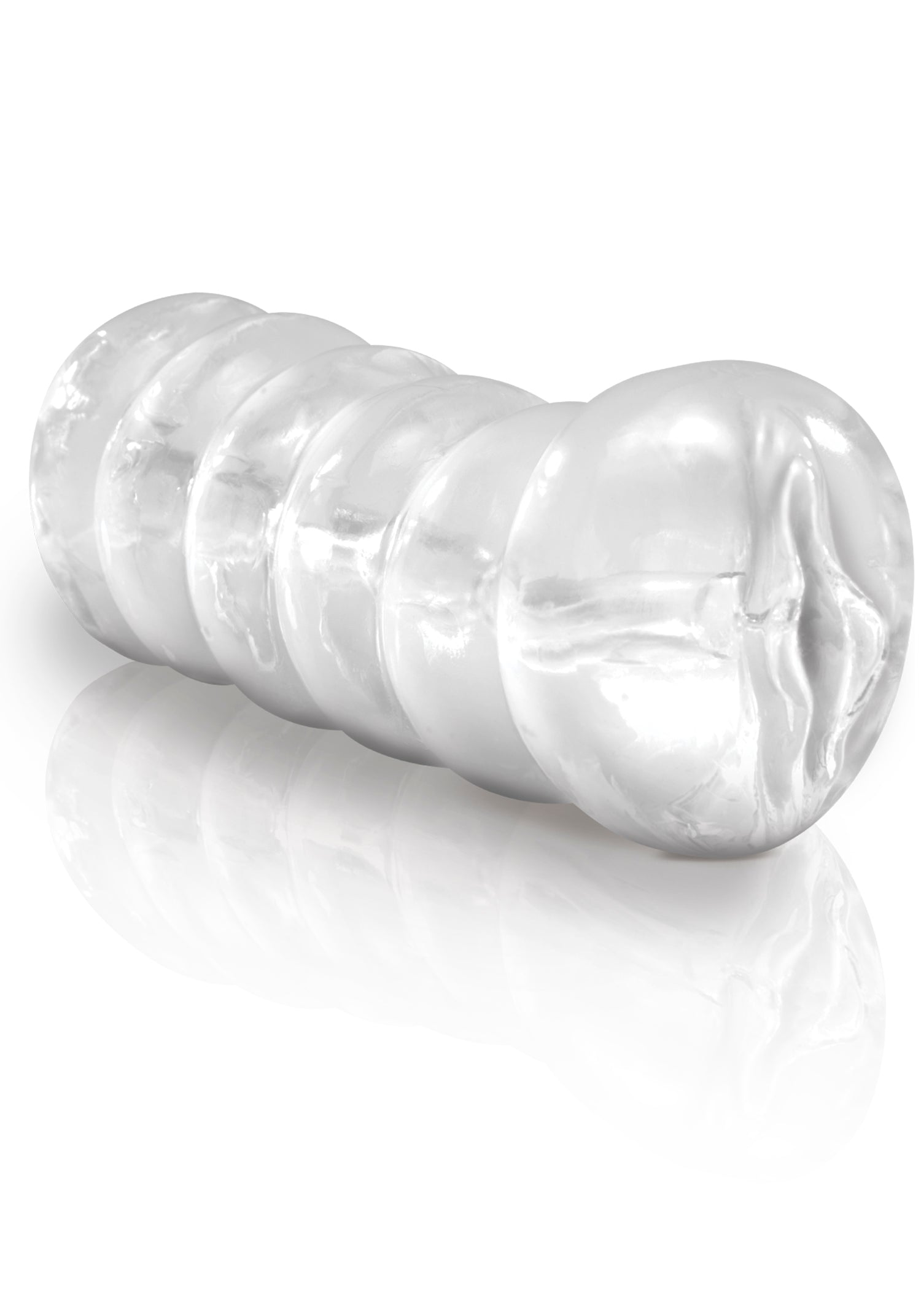 Pipedream Extreme Clear Leader Snatch – Clear Handheld Masturbator