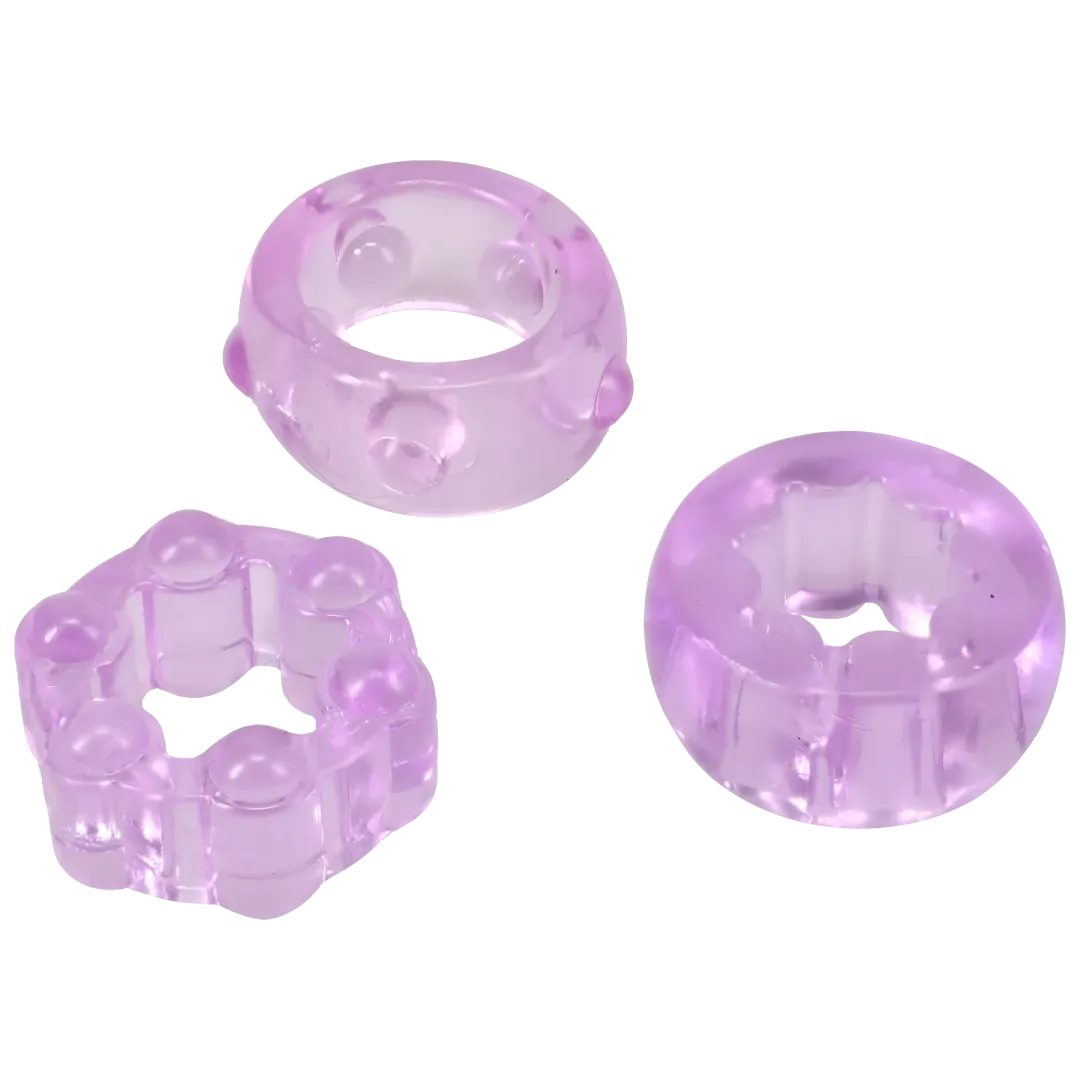 Crystal Jellies Performance Ring Set – Phthalate-Free Stretchable Silicone Rings Purple > Cock Ring > Sets
