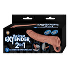 The Great Extender 2-in-1 Realistic Vagina Sleeve – TPR 8 Inch Extender Masturbator Brown > Sex Toys For Men > Penis Sleeves