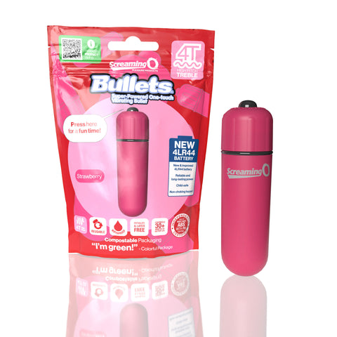 Screaming O 4T Bullet Strawberry Waterproof Vibrating Bullet with 5 Speeds and Pulse Mode BULLETS