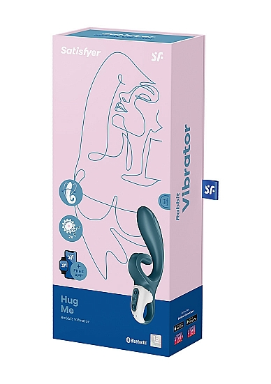 Satisfyer Hug Me Rabbit Vibrator Grey Blue Silicone Waterproof with App Control Default Title > Vibrators > Ladies > Rabbit