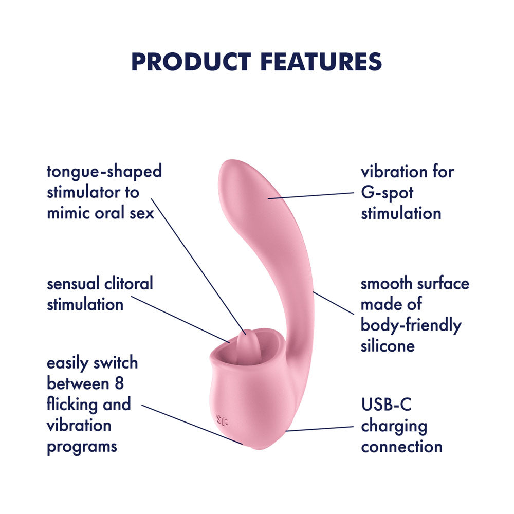 Satisfyer Tongue Genius – USB Rechargeable Flexible Silicone Clitoral and Insertable Vibrator > Sex Toys For Ladies > Clitoral Vibrators and Stimulators