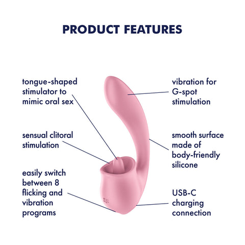 Satisfyer Tongue Genius – USB Rechargeable Flexible Silicone Clitoral and Insertable Vibrator > Sex Toys For Ladies > Clitoral Vibrators and Stimulators