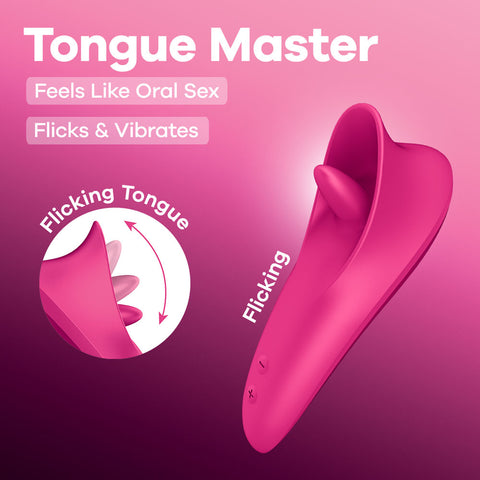 Satisfyer Tongue Master – USB Rechargeable 14.4 cm Clitoral Stimulator Pink > Sex Toys For Ladies > Clitoral Vibrators and Stimulators