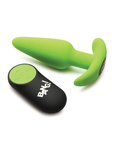 Glow in the Dark Remote Controlled Green Silicone Butt Plug Butt Plugs - Vibrating