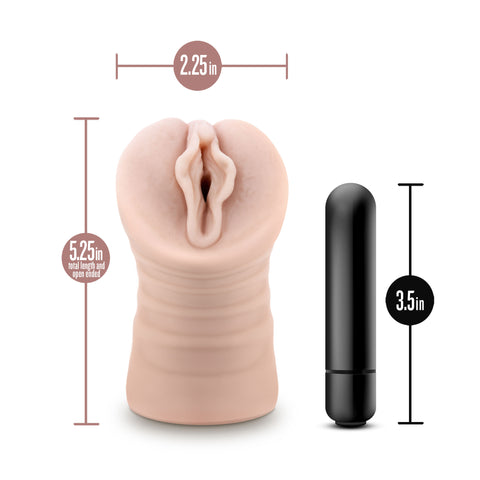 Destini Vibrating Male Stroker Beige by Blush Ultra-Soft Material Beige Strokers - Manual