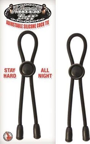 Mack Tuff Adjustable Silicone Cock Tie - Black Black Cockrings