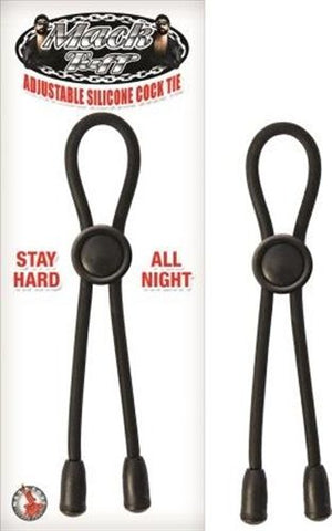 Mack Tuff Adjustable Silicone Cock Tie - Black Black Cockrings