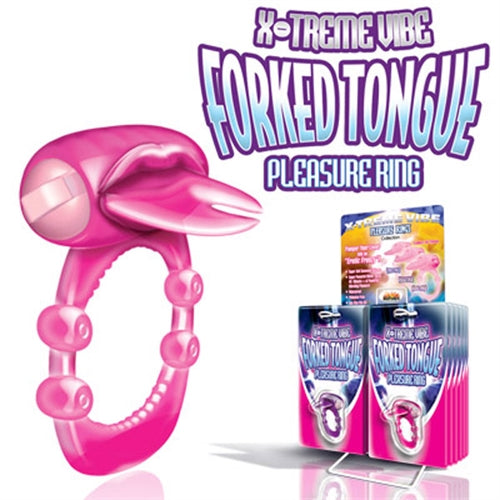 Xtreme Vibes Forked Tongue Vibrating Cock Ring Magenta Pink Cock Rings Vibrating