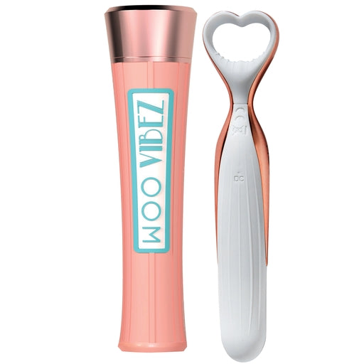 WOO Rechargeable Silicone Vibe with Travel Case White and Rose Gold Multi Vibrators - G Spot