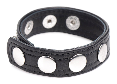 Leather Adjustable Speed Snap Cock Ring for Men Black Mens Leather