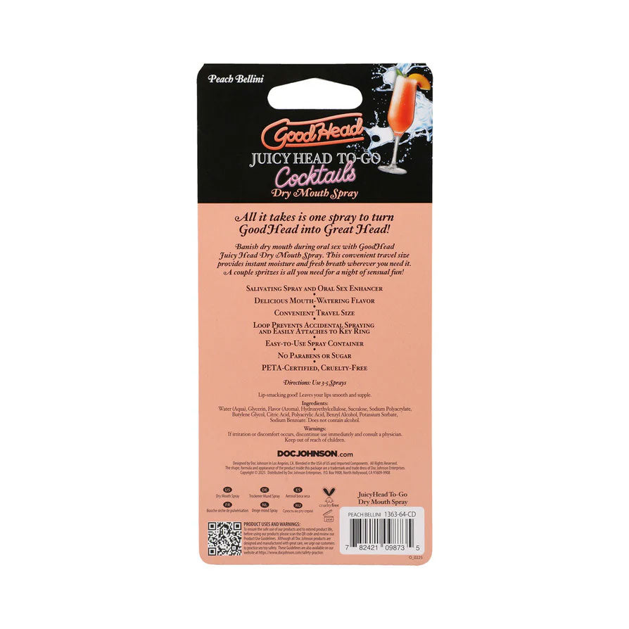 Goodhead Juicy Head Peach Bellini – Travel-Size Dry Mouth Spray > Lube > Oral Gels & Sprays