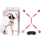 7-Piece Hot Pink Bed Spreader Bondage Set With Adjustable Cuffs