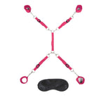 7-Piece Hot Pink Bed Spreader Bondage Set With Adjustable Cuffs