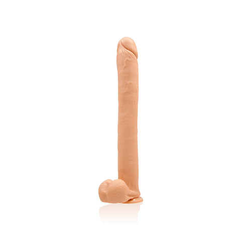 16 Inch Suction Mounted Dong With Balls Phthalate Free Flesh Beige Dongs Realistic