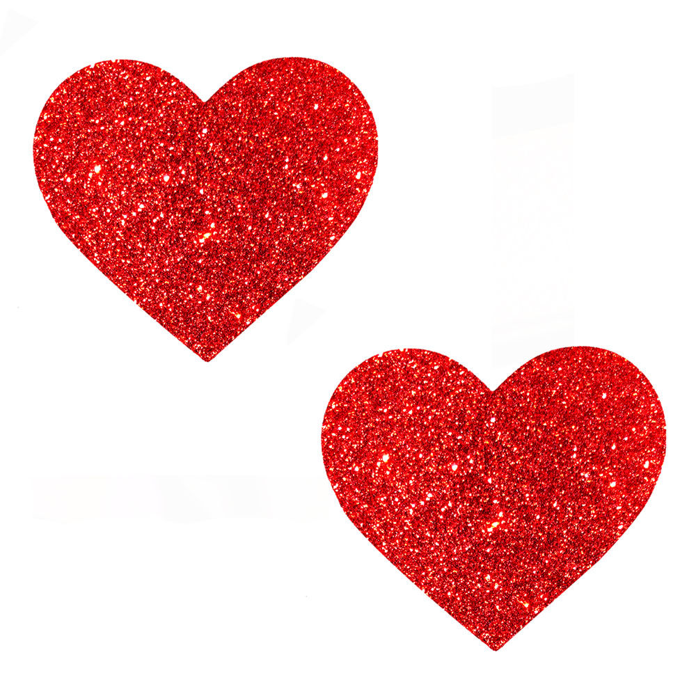 Ravish Me Red Glitter I Heart U Nipztix Pasties for Adults Red Pasties