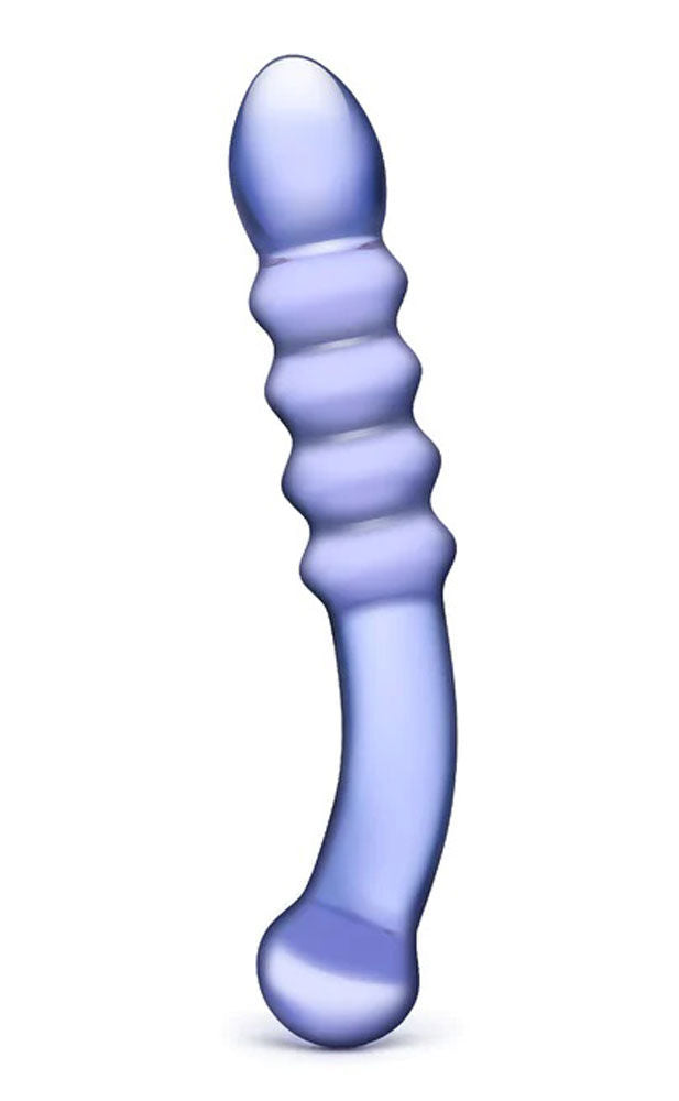 Purple Rain Ribbed 7" Dildo (Purple) – Dual-Ended Ribbed Dildo > Dildos > Double Dildos