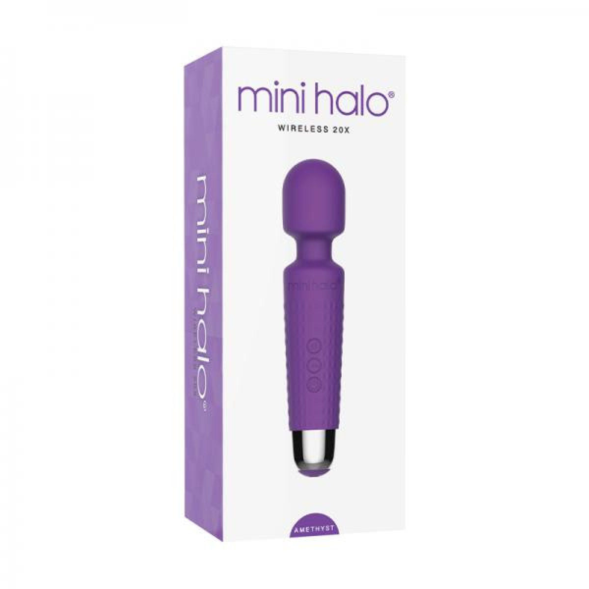 Mini Halo Amethyst Wireless Wand Massager with 20 Speeds Purple Electric Massager