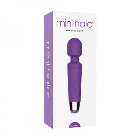 Mini Halo Amethyst Wireless Wand Massager with 20 Speeds Purple Electric Massager