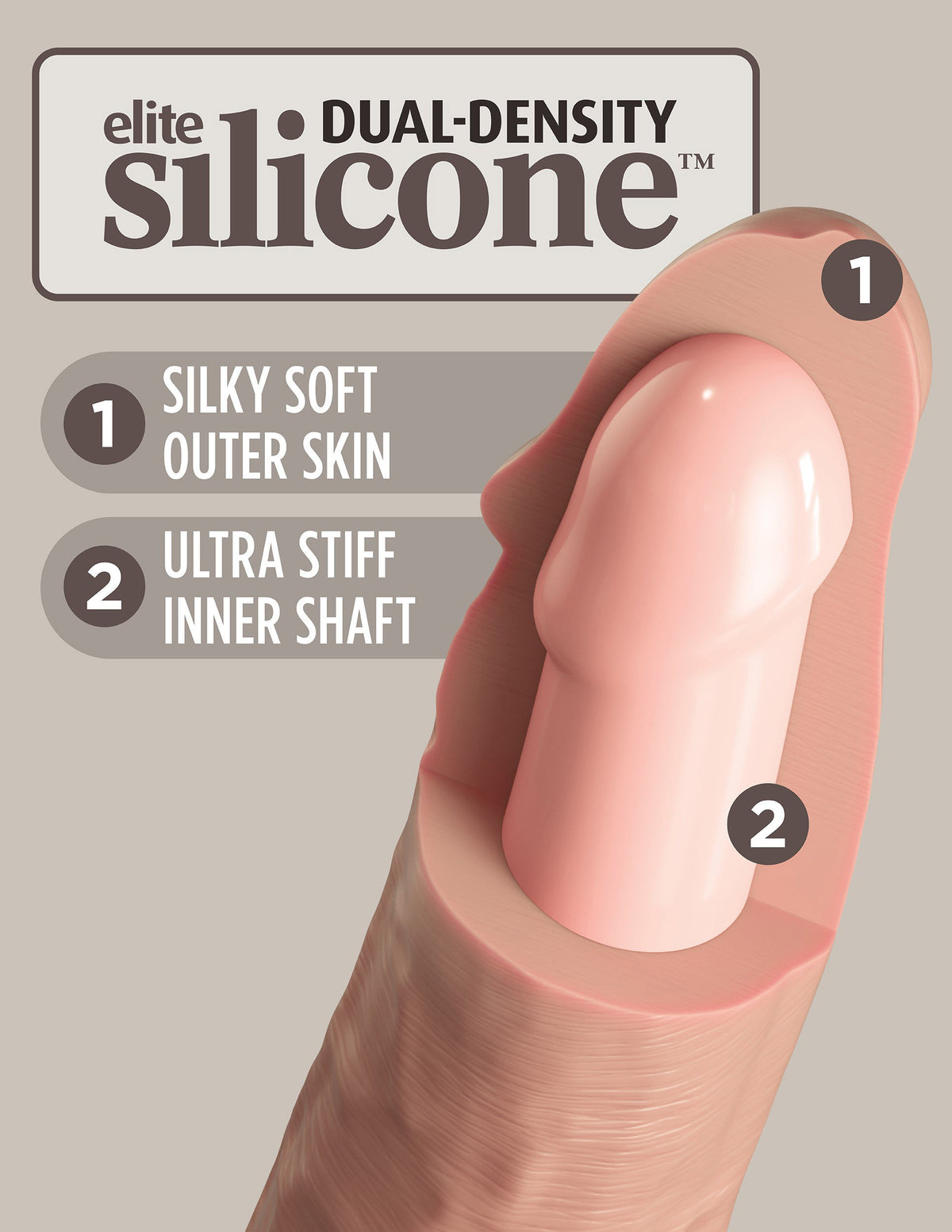 King Cock Elite 9 Inch Silicone Dual Density Realistic Dildo Beige Dongs Realistic