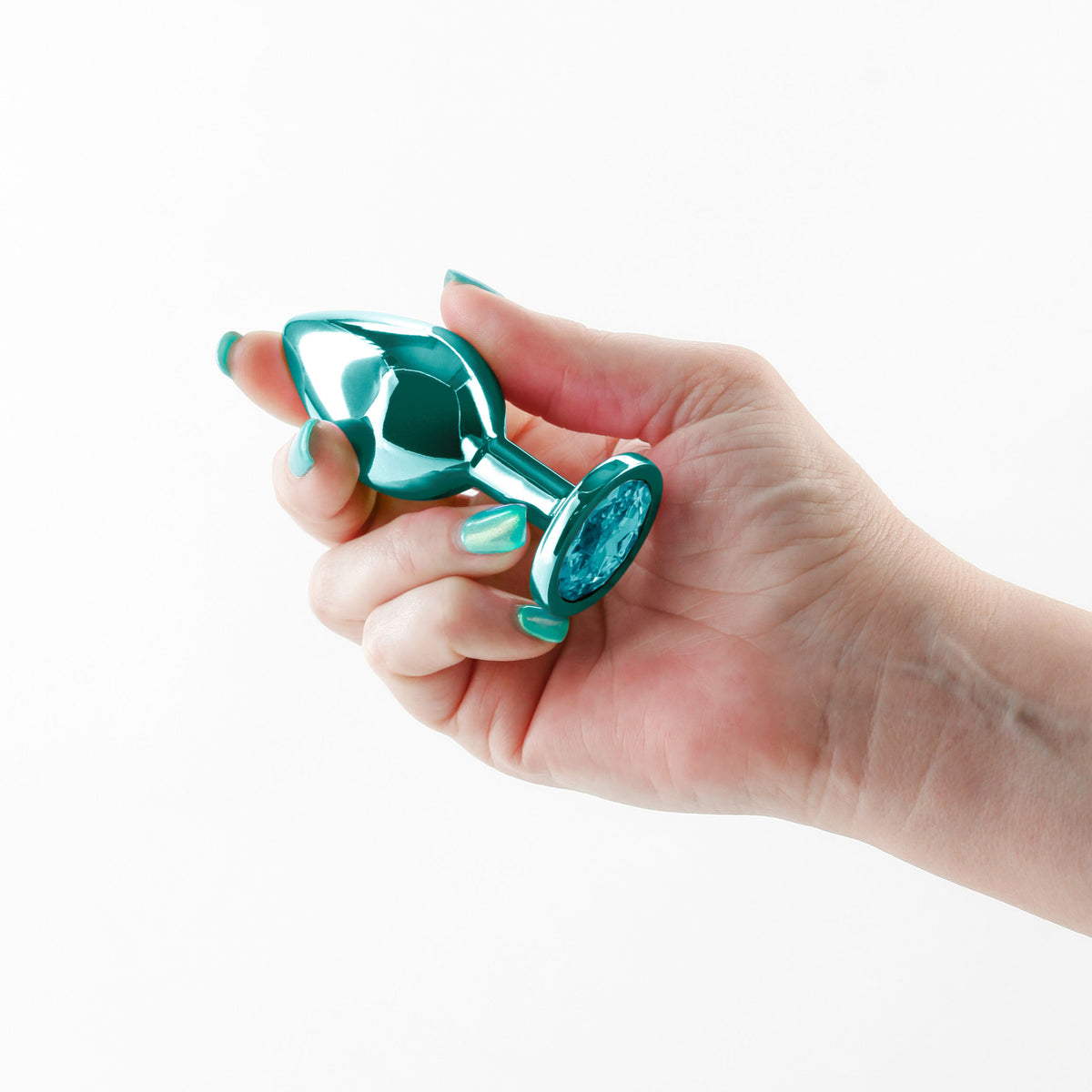 Rear Assets Medium (Teal) 8.2 cm Metal Butt Plug Teal Medium > Anal Range > Jewel Butt Plugs