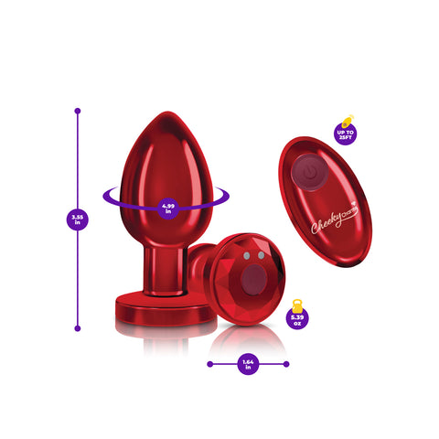 Viben Vibrating Red Metal Remote Control Anal Plug Butt Plugs - Vibrating