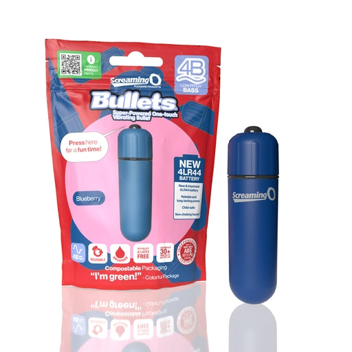 Screaming O 4B Bullet Vibrator Blueberry with 4LR44 Battery and Waterproof Design Blue BULLETS