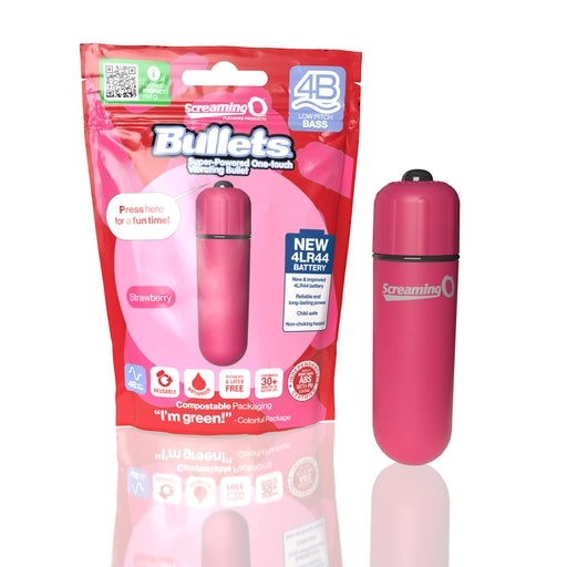 Screaming O 4B Bullet Vibrator Strawberry Pink Compact Waterproof with 4LR44 Battery Pink BULLETS