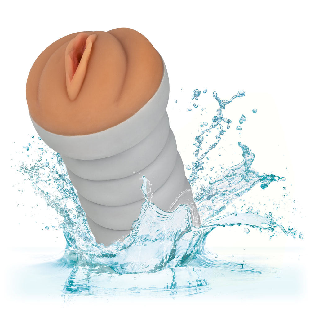 Gripper Ribbed Tight Pussy Brown Masturbator Strokers - Manual