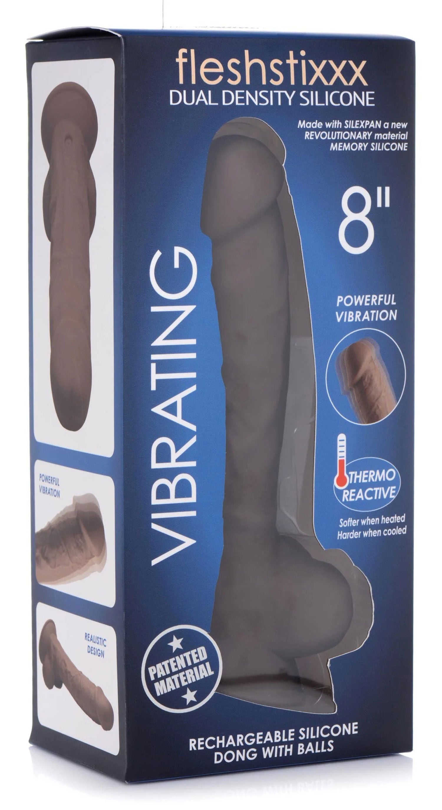Fleshstixxx Bendable 8 Inch Vibrating Silicone Dildo Brown Dongs Realistic