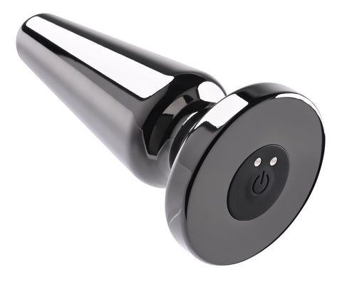 Advanced Black Chrome Metal Anal Plug with Suction Base Butt Plugs