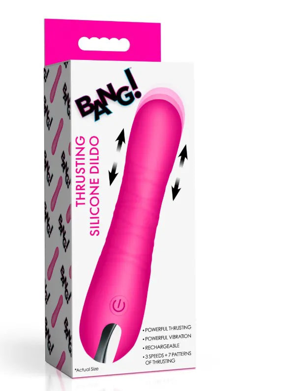 Thrusting Silicone Dildo – Waterproof Vibrating Silicone Dildo (6) Pink > Dildos > Thrusting Dildos