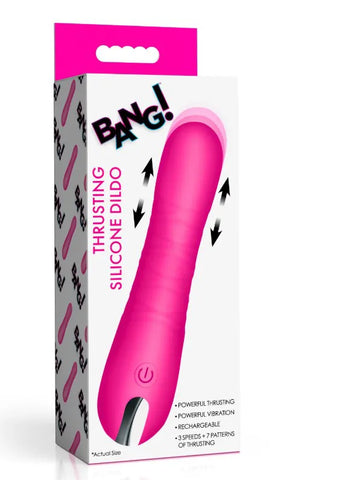 Thrusting Silicone Dildo – Waterproof Vibrating Silicone Dildo Pink > Dildos > Thrusting Dildos